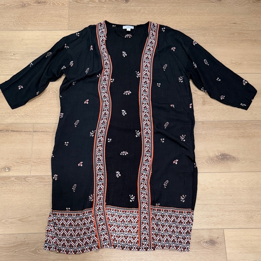 LOFT XS/S Boho Black Duster